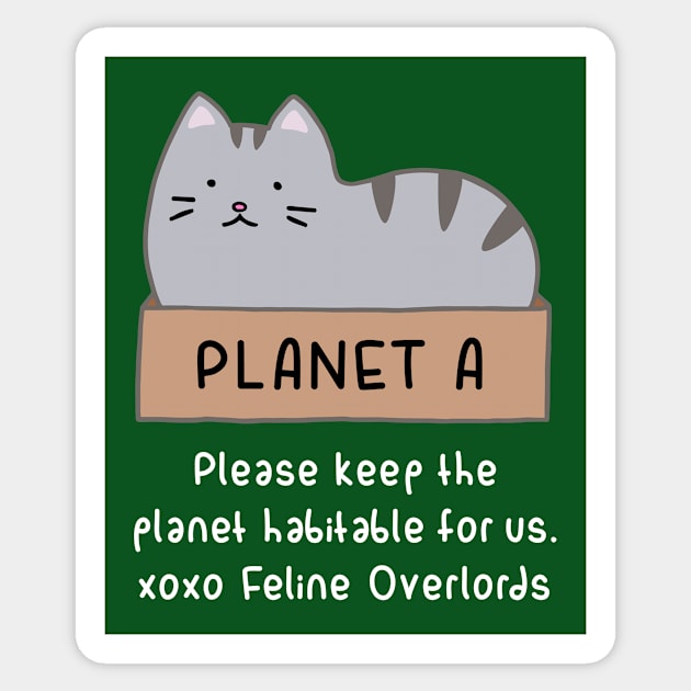 Gray Cat - Habitable Planet (Forest Green) Sticker by ImperfectLife